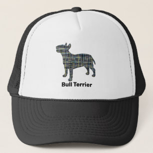 Bull Terrier English Dog Silhouette Grid Custom Trucker Pet