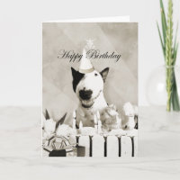 Bull Terrier-fotokaart "Happy Birthday"