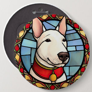 Bull Terrier Gebrandschilderd Glas Kerstmis Ronde Button 6,0 Cm