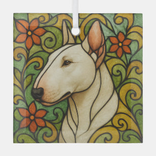Bull Terrier "Glas in lood" Glas Ornament
