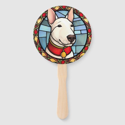 Bull Terrier Glas in lood Kerst Handwaaier (Achterkant)