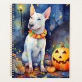 Bull Terrier Halloween avec citrouilles effrayant (Devant)