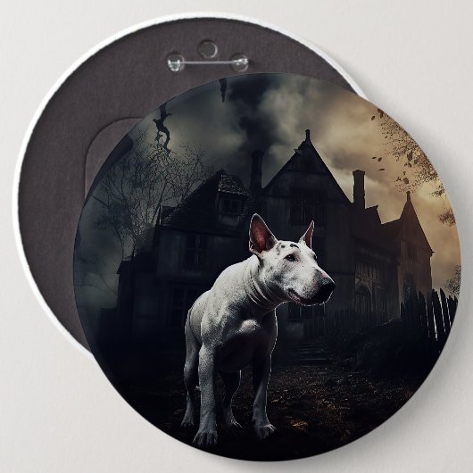 Bull Terrier Halloween eng Ronde Button 6,0 Cm (Voorkant /achterkant)