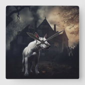 Bull Terrier Halloween eng Vierkante Klok (Voorkant)