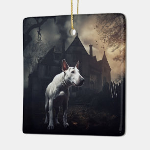 Bull Terrier Halloween Griezelen Keramisch Ornament