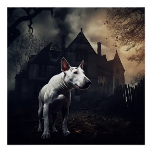 Bull Terrier Halloween Griezelen Perfect Poster