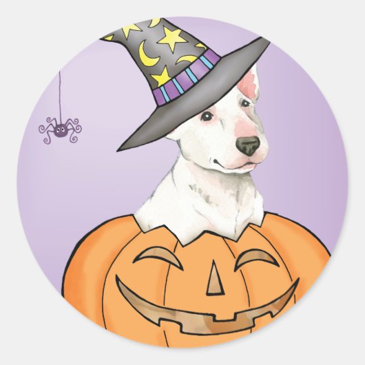 Bull Terrier Halloween Ronde Sticker (Voorkant)