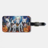 Bull Terrier Halloween Spooky Bagagelabel (Achterkant horizontaal)