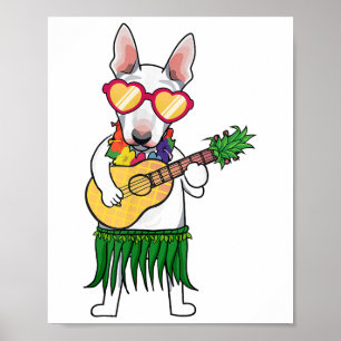 Bull Terrier Hawaiian Costume die Ukulele Summ spe Poster