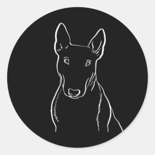 Bull Terrier Hond Gift Line Art Ronde Sticker