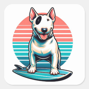 Bull Terrier hond in retro stijl uit de jaren 80 Vierkante Sticker