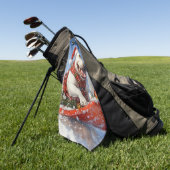 Bull Terrier Hond in Sledge Laat het Sneeuw Kerstm Golfhanddoek (Groen)