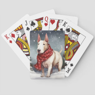 Bull Terrier Hond in Sneeuw Kerstmis Pokerkaarten