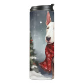 Bull Terrier Hond in Sneeuw Kerstmis Thermosbeker (Gedraaid links)