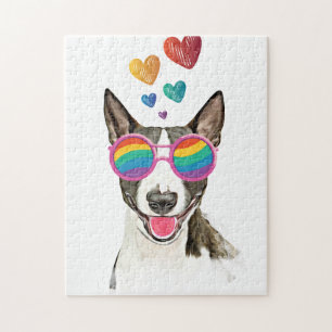 Bull Terrier hond met harten Valentijnsdag Legpuzzel