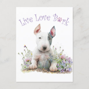 Bull Terrier Hond Moeder Bloem Briefkaart