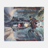 Bull Terrier Hond Rijden Motorfiets Kerstmis Fleece Deken (Voorkant (Horizontaal))