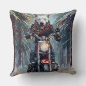 Bull Terrier Hond Rijden Motorfiets Kerstmis Kussen (Achterkant)