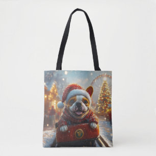 Bull Terrier Hond Roller Coaster Kerstmis Draagtas