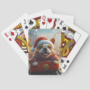 Bull Terrier Hond Roller Coaster Kerstmis Pokerkaarten