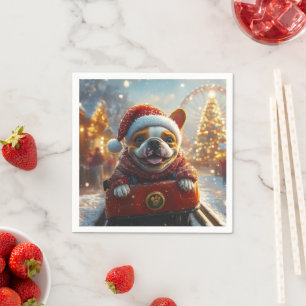 Bull Terrier Hond Roller Coaster Kerstmis Servet