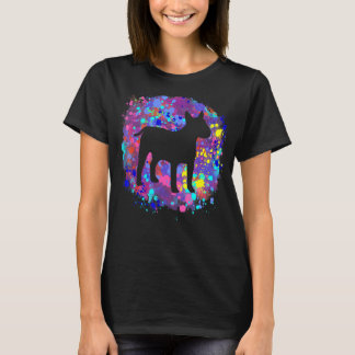 Bull Terrier Hond Roze Waterverf Spat-art Liefde T-shirt