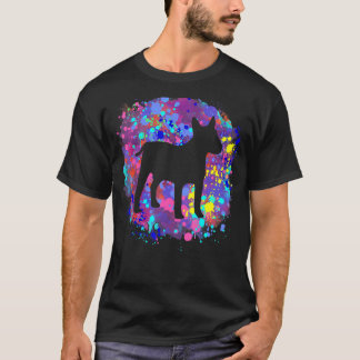 Bull Terrier Hond Roze Waterverf Spat Kunst Liefde T-shirt