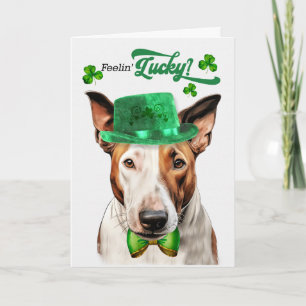 Bull Terrier hond voelt zich Lucky St Patrick's Da Feestdagen Kaart
