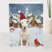 Bull Terrier Hond Winter Wonderland Kerstvreugde Kaart (Voorkant)