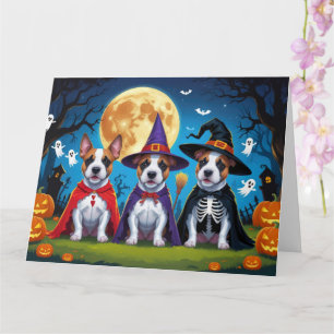 Bull Terrier Honden Pompoen Halloween Grappig Kaart