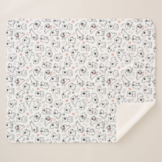 Bull Terrier Hondenliefhebber Seamless Pattern Fle Sherpa Deken (Voorkant (horizontaal))