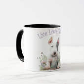 Bull Terrier Hondenmoeder Bloemstuk Mok (Voorkant links)