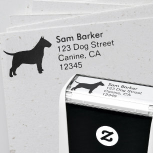 Bull Terrier Hondenras Silhouette Return-adres Zelfinktende Stempel