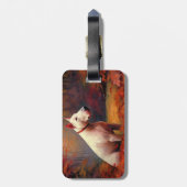 Bull Terrier in de herfst laat Herfst inspireren Bagagelabel (Achterkant verticaal)