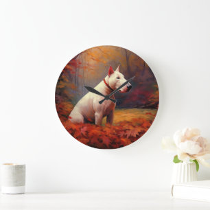 Bull Terrier in de herfst laat Herfst inspireren Grote Klok