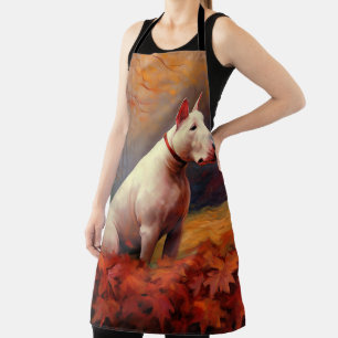 Bull Terrier in herfstbladeren val inspireert Schort