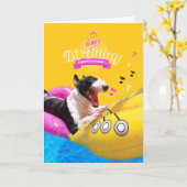 Bull Terrier "Joyeux anniversaire" Carte photo (Fleur jaune)