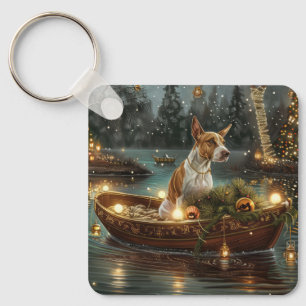 Bull Terrier Kerst Feestelijke Reis Sleutelhanger