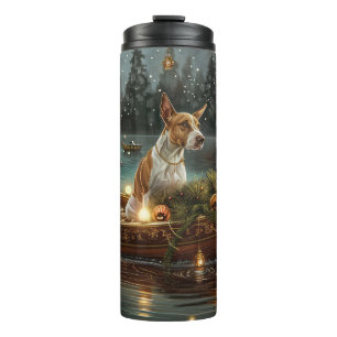 Bull Terrier Kerst Feestelijke Reis Thermosbeker