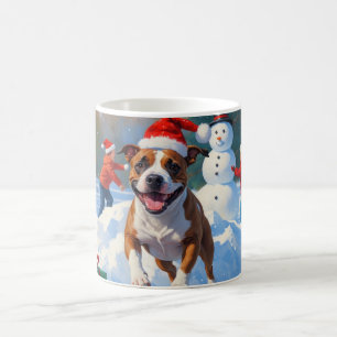 Bull Terrier Kerst Sneeuw Scene Koffiemok