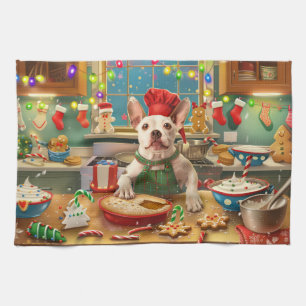 Bull Terrier Kerstbakfeest: Feestelijke Kerst Theedoek