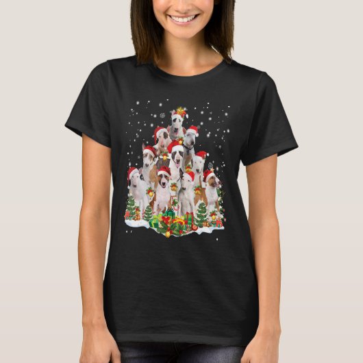 Bull Terrier kerstboom Santa Hat Dog Ugly Sw T-shirt (Voorkant)