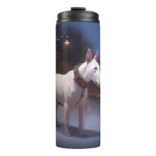 Bull Terrier Kerstfeest Seizoen Thermosbeker (Voorkant)