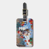 Bull Terrier Kerstfeest Sneeuwscène Bagagelabel (Voorkant verticaal)