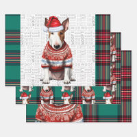 Bull Terrier Kersthond Red Green Plaid