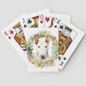 Bull Terrier Kerstkrans Feestelijke Pup Pokerkaarten