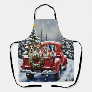 Bull Terrier Kerstmis Rode Truck Vakantie Schort