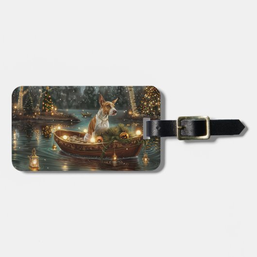 Bull Terrier Kerstvakantie Bagagelabel (Voorkant horizontaal)