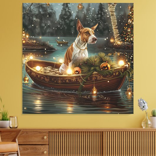 Bull Terrier Kerstvakantie Canvas Afdruk (Insitu (Woonkamer))