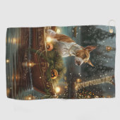 Bull Terrier Kerstvakantie Golfhanddoek (Horizontaal)